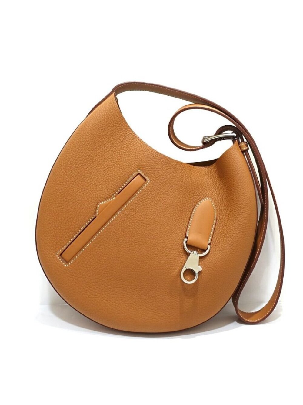 Hermes Arson Shoulder Bag Togo Leather Gold White Stitching Brown